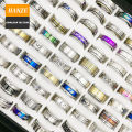 Stainless Steel Jewelry Great Wall Band Rings Tarnish Free Jewelry 18k Gold Plated Simple Wide Hollow Rings For Women. 