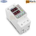 TOMZN Din Rail Dual Display Adjustable Over Voltage Current and Under Voltage Protective Device Protector Relay TOVPD1-60-EC 60A 220V 230V Surge Protector. 