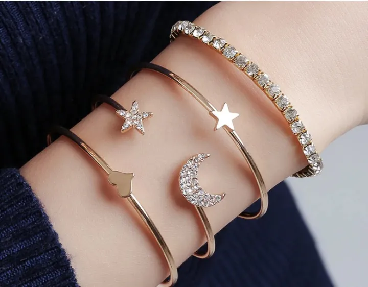 4PCS%20Set%20Open%20Bangle%20Delicate%20Star%20Moon%20Crystal%20Bracelet%20For%20Women%20Charm%20Jewelry%20Gifts%20-%20Image%203