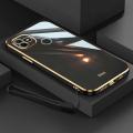 For Itel Vision 1 / Itel P36 Play Back Cover with Lanyard Luxury 6D Plating Frame Shiny Bling Cases Soft Silicone Square Protective Mobile Phone Case for Girls Boy. 