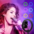 MJ18 45CM RGB LED Soft Ring Light with 3 Phone Holders and Remote Control with Different Color Modes and Brightness Level for Phone Camera, Selfie Live Stream, Video Shooting and Makeup (Without Stand). 