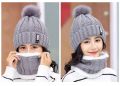 Winter caps for girls Knitted Scarf Hat Set Thick Warm Skullies Beanies Hats for winter cap s for Womens Outdoor Cycling Riding Ski Bonnet Caps Tube Scarf Rings. 