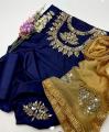 Party Wear Dress for Women Unstitched 3 Piece Suit - Kataan Silk Mirror Work Shirt - Kataan Silk Trouser Along Net Mirror Work Dupatta Ashrafi Ashrafi Customized Dress. 