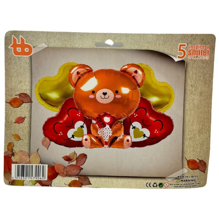 TEDDY BEAR FOIL BALLOON SET ( PACK OF 5 FOIL BALLOONS FOR BIRTHDAY PARTY BALLOONS DECORATION )