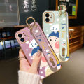 YIWESAN For vivo y12a Case With Wristband Fashion Cartoon Spoof Girl New Design Thin Shockproof Phone Case Pattern Plating Silicone Casing Full Cover Camera SoftCase Protection Cases. 