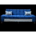 The Furniture Collection - Customised 3 Seater Sofa Cum Bed imported Fabric Soft Velvet Blue Creative Design, Armless Compact Living Spaces, Bedroom, Dorms, Guest Rooms, Apartments, Offices. 