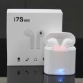 I7S Double Wireless Bluetooth Hand Free with Power Bank AirPods Stereo Earphones - White 2 Bluetooth Ear Phone i7 for all cell phone. 