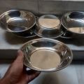 4 Pcs Plain Round Deep Plates Stainless Steel 8 inches. 