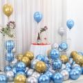 10 Blue Metallic Balloons Pack - Blue and Silver Metallic Balloons Pack - Blue , Silver & Golden Chrome Balloons For Birthday , Anniversary  & Party Decoration. 