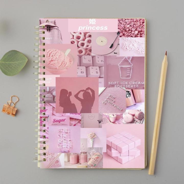 Pink Aesthetic-A4 & A5 Spiral Notebook with Plastic Sheet