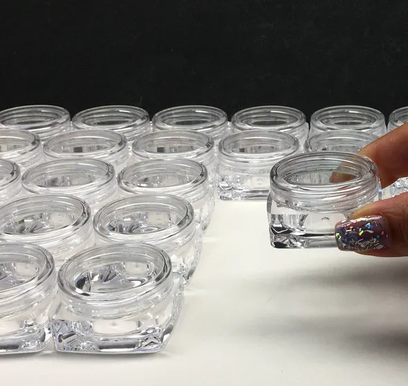 5%20Grams%206%20pcs-%20Empty%20Cosmetic%20Containers%20Black%20Lid%20With%20having%20outer%20Acralic%20Box%20-%20and%20Square%20Shape%20Mini%20Plastic%20Empty%20Bottle%20-%20Makeup%20Face%20Cream%20Pot%20Jar%20Refillable%20Cosmetic%20Sample%20Bottles%20(Black%20lid)%205%20Gm%20-%20Image%202