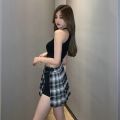 Red Pleated Skirts Streatwear plaid Side Button skirt womens Casual Mini Skirt All Match Women Short Skirt Tartan. 