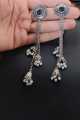 Indian Oxidizied Silver 3 Lear Mirror Earring. 