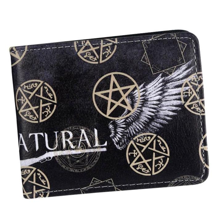 Supernatural Pentagram Wallet Mens PU Leather Credit Card Holder Wallet Bifold ID Cash