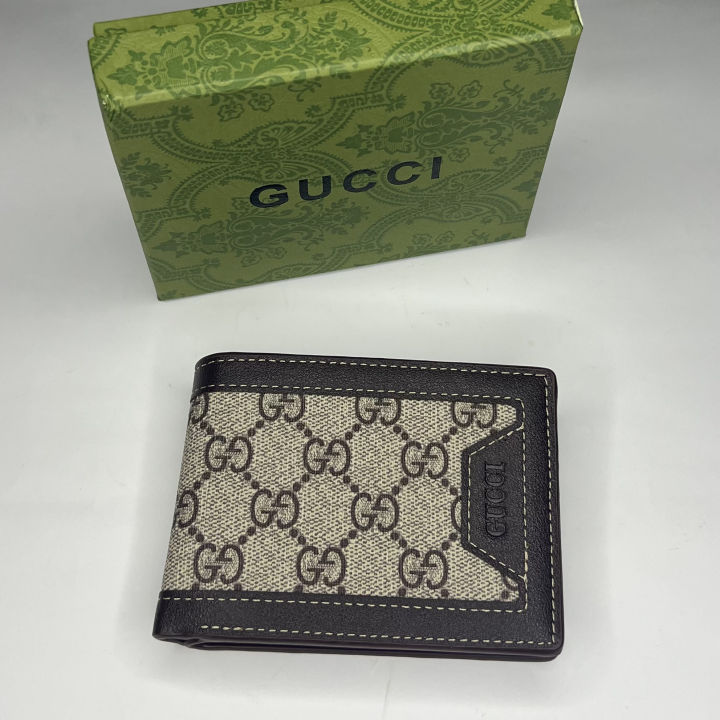 Original GG8695 Bifold Slim Apricot Leather Wallet for Men with Box