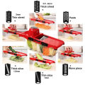 10 in 1 Mandoline Slicer Vegetable Cutter | Multifunctional Stainless Steel Blade Chopper, Potato Peeler, Carrot & Cheese Grater, Dicer Kitchen Tool with Storage Box – Pink. 