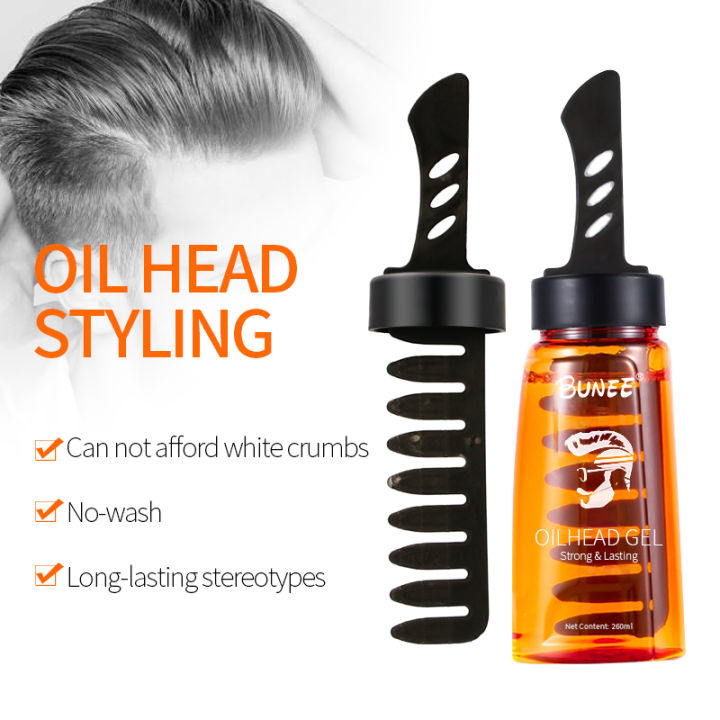 Men Extreme Hold Hair Gel Curly Hair Styling Gel Wax Styling Hair Gel With Comb 260 ml