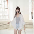 Yfashion Women Summer Loose assels Shawl Lace Splicing ffon Blouse. 