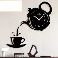 coffee cup and kettle design wall clock, clock for kitchen, stylish clock for kitchen, kitchen clock, wooden clock for kitchen. 