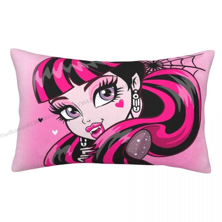 Draculaura Pink Print Hug Pillowcase Monster High Doll Backpack Cojines Sofa Printed Car Pillow Covers Decorative