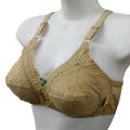Casual and Formal Wear Classic Cotton Bras for Women Non Padded Bra for Women Wireless Underwear Brassiere with Chikan Embroidery Brazzer for Girls in Beige for B and C Cups in 34 to 50 Bra Sizes. 