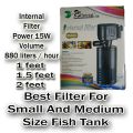 Internal Filter For Fish Aquarium RS - 833 (Power: 15W 880L/H) Power Aquarium Filter (Mechanical Filtration for Salt Water and Fresh Water Fish Tank. 