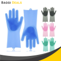 Magic Silicone Gloves with Scrubber for Cleaning Washing Reusable Rubber Scrub Gloves for Dish Washing Kitchen Household (1 Pair: Right + Left Hand). 