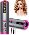 Auto Hair Curler, USB Rechargeable Wireless Automatic Curling Tongs Hair Styling Tools with LCD Display 6 Adjustable Temperature Setting,Professional Hair wavers for Long & Short Hair. 