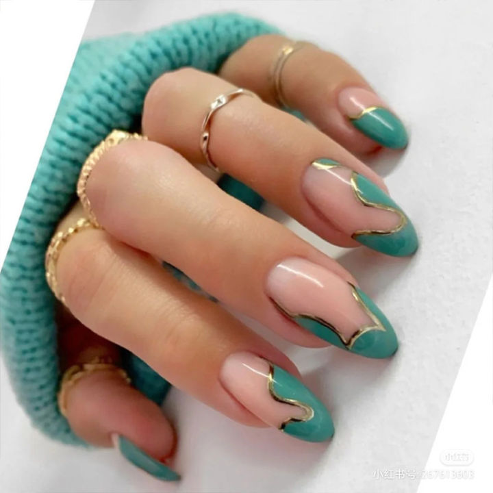 Reusable prosthetic finger artificial wear repressable nail art long round ballerina 24P detachable head nail full coverage nail finish