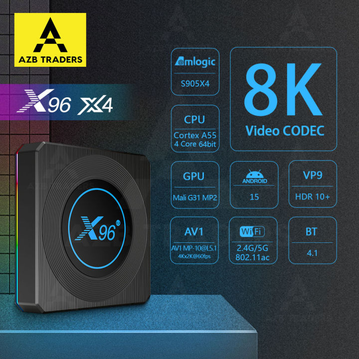 X96 X4 - 12GB+256GB - Android 15 - 8K - Bluetooth - Smart Android Tv Box