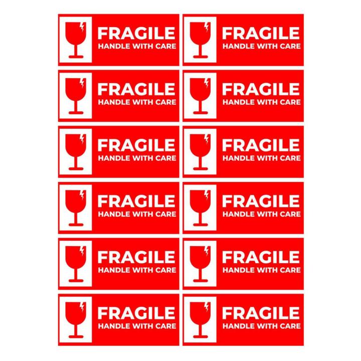 12 Pieces of Fragile Sticker Sheet, High-Adhesive Labels for Sensitive Products