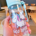 Water bottle cute unicorn creative micro landscape interesting design plastic water cup rainbow color girl portable portable. 