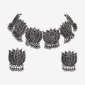 Antique Silver Afghani Choker Necklace With Earrings For Women & Girls & Pendants For Ladies / Latest Choker Jewelry Set. 