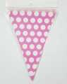PINK POLKA DOT THEME FLAGS BANNER - PINK POLKA DOT BUNTINGS - PACK OF 10. 