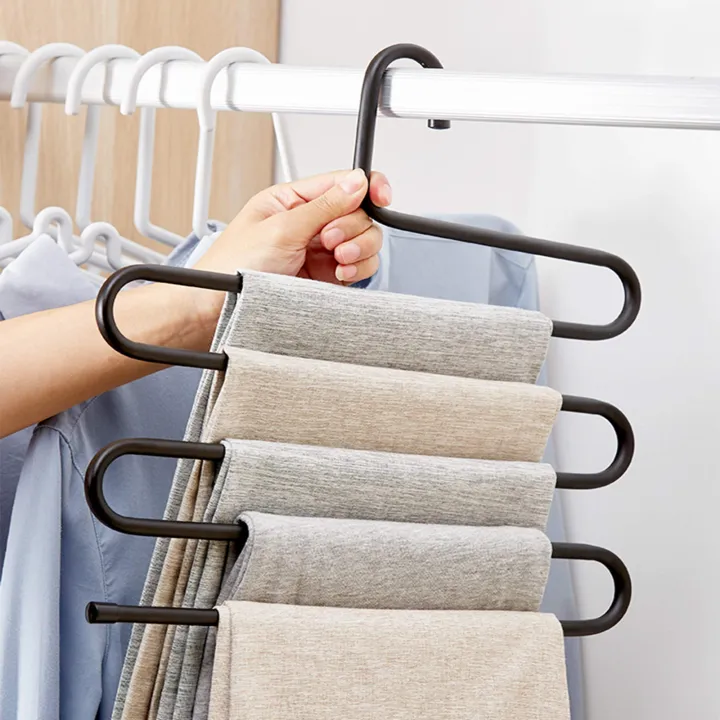 Stainless%20Steel%20Trousers%20Hanger%20-%205%20Layers%20S%20Shape%20Multi%20function%20Pants%20Storage%20Hangers%20Closet%20Belt%20Holder%20Rack%20Saving%20Space%20-%20Image%202