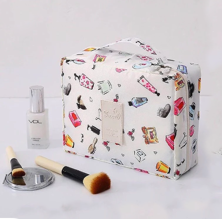 Makeup Bag, Portable Cosmetic Bag, Large Capacity Travel Makeup Case Organizer, Black Makeup Bags For Women Toiletry Bag For Girls Traveling With Handle And Divider - 1Pc