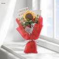 Handmade Knitted Bouquet Crochet Bouquet Eternal Blessing for Home Wedding Decoration with Light Elegant Exquisite Floral Artificial Flowers. 