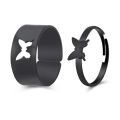 New Fashion Stainless steel Ring Butterfly Matching couple rings for women girls Fashion Adjustable Couples ring. 