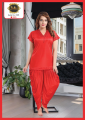 Silk Nighty Patiala 2-Pieces Short Length Half Sleeves Silk Nightwear. 