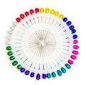 Hijab Pins Fancy Stylish for Hijab and Scarf - long with pearl  8 Multicolored - 40 Pcs in one Card - Metal Pack Of 2 Card. 