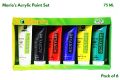 Marie's Acrylic Color Set, 75ml Tubes, 6 Assorted Colors/Box. 