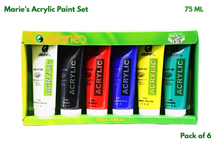 Marie's%20Acrylic%20Color%20Set,%2075ml%20Tubes,%206%20Assorted%20Colors/Box%20-%20Image%203