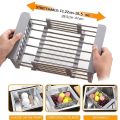 Sink Strainer Drain Telescopic Drain Basket with Adjustable Kitchen Drain Basket Fruits/Vegetables Kitchen Rack (Steel, Silver). 