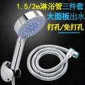 A minimalist bathroom with five adjustable a handheld showerhead set, showerheads, and shower heads. 