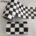 15cm Width Gloss Black White Checkered Racing Flag Sticker Vinyl Self Adhesive Car Wrap Foil Sheet With Air Bubble Free Release. 