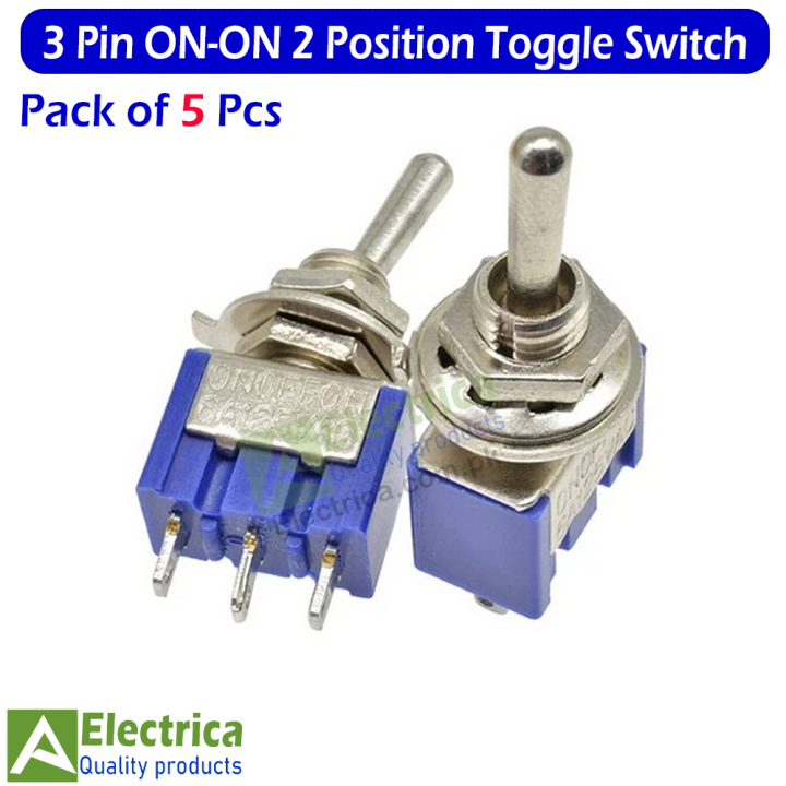5pcs 3-Pin ON-ON 2 Position Toggle Switch 6A/125V 3A/250V SPDT ON OFF Toggle Switch by Electrica