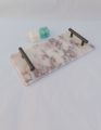 Marble Serving Tray Handmade Marble Tray for Perfume Jewelry Decorative Tray for Serving Fruits and Salads Multipurpose Tray with Handles Cosmetic Trinket Tray. 