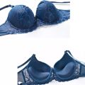 Lace Net Embroidery Double Strips Adjustable Straps Round Cup Bra and Panty Set. 