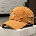 Vintage Ripped Baseball Cap Letter Embroidery Hip Hop Sun Hat Women Men. 