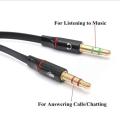 3.5mm TRRS Female to Dual 3.5mm Male Y Splitter Cable for Headset Microphone Audio Sound Conversion Gold Plated Connector for PC and Laptop. 